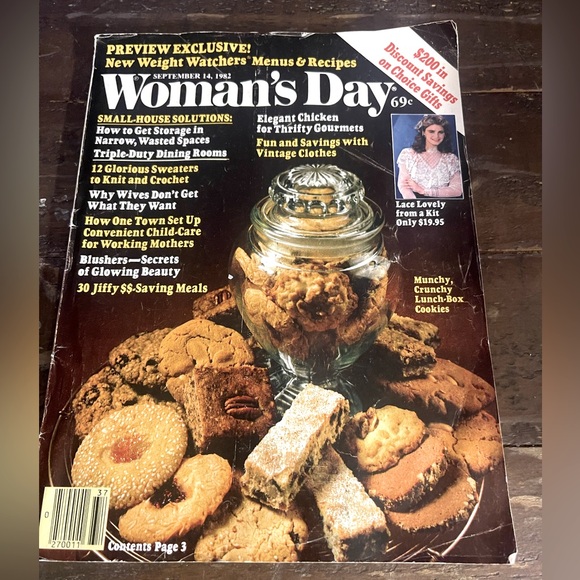 Vintage 80's Woman's Day Magazine Set 14, 1982 Cookies Lace Weight Watchers 1980 - Picture 1 of 10